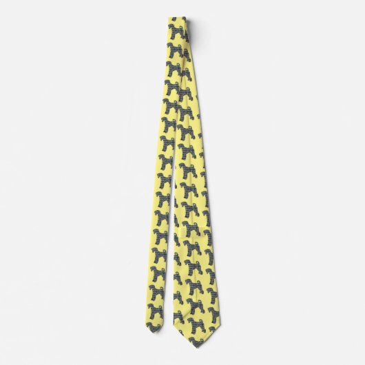 Airedale Terrier Dog Yellow & Blue Line Yellow Tie ネクタイ (裏面)