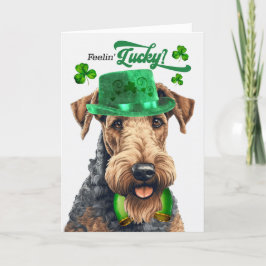 Airedale Terrier Feelin'Lucky St Patrick's Day シーズンカード