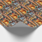 Airedale Terrier Fireplace Christmas Lights ラッピングペーパー (角)