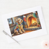 Airedale Terrier Fireplace Christmas Lights 長方形シール (封筒)