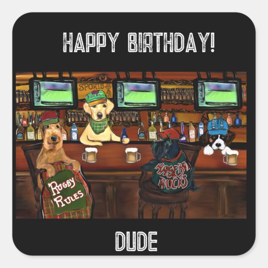 AIREDALE TERRIER & FRIENDSポストカード スクエアシール (正面)