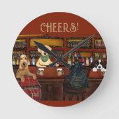 AIREDALE TERRIER & FRIENDS ラウンド壁時計 (正面)