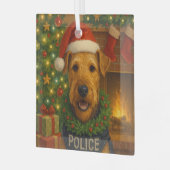 Airedale Terrier Holiday ガラスオーナメント (正面左)