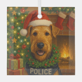 Airedale Terrier Holiday ガラスオーナメント