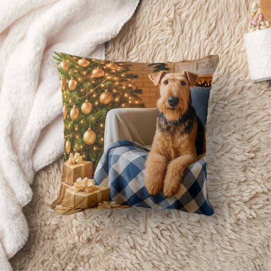 Airedale Terrier Holiday クッション (ブランケット)