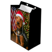 Airedale Terrier Holiday  ミディアムペーパーバッグ (正面アングル)