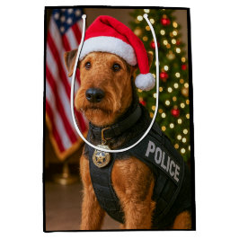 Airedale Terrier Holiday ミディアムペーパーバッグ