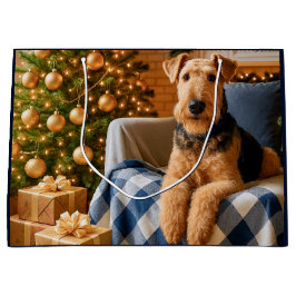 Airedale Terrier Holiday ラージペーパーバッグ