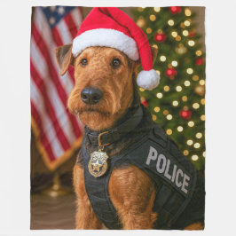 Airedale Terrier Holiday Card フリースブランケット