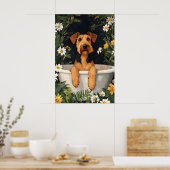 Airedale Terrier In Bathtub Poster, Funny Dog ポスター (キッチン)