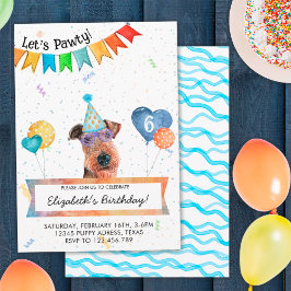 Airedale Terrier Lets Pawty Dog誕生日パーティー 招待状