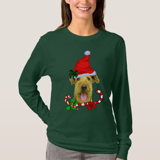 Airedale Terrier Loversクリスマス Tシャツ (正面)