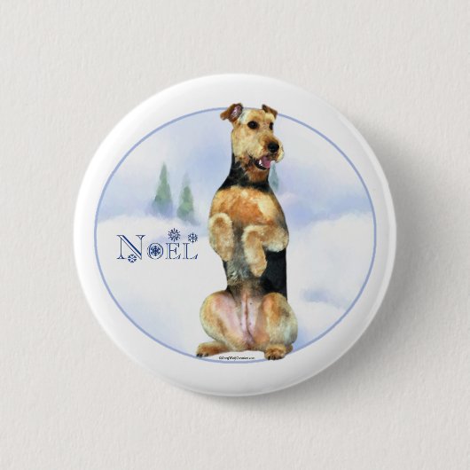 Airedale Terrier Noel – ボタン 缶バッジ (正面)