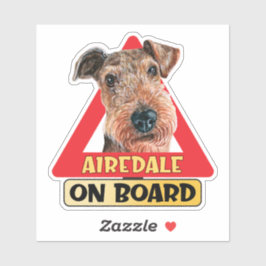 Airedale Terrier On Board Dog Red Traffic Sign シール