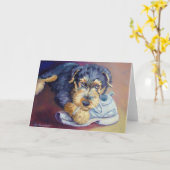 Airedale Terrier Pupカード カード (黄色い花)