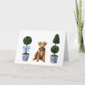 Airedale Terrier Puppy Topiary Waterカラー カード (正面)