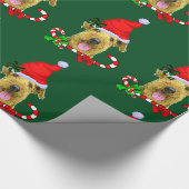 Airedale Terrier Santa Hatクリスマス ラッピングペーパー (角)