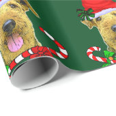 Airedale Terrier Santa Hatクリスマス ラッピングペーパー (ロールコーナー)