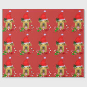 Airedale Terrier Santa Hatクリスマス ラッピングペーパー (フラット)