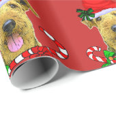 Airedale Terrier Santa Hatクリスマス ラッピングペーパー (ロールコーナー)