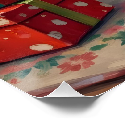 Airedale Terrier Santa Hat Christmas Fun Art ポスター (コーナー)