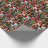 Airedale Terrier Santa Hat Christmas Fun Art ラッピングペーパー (角)