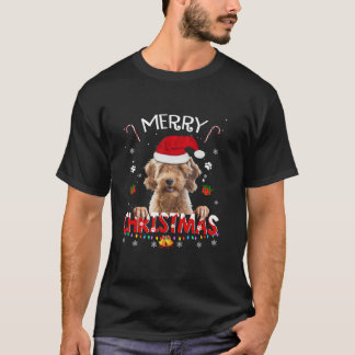 Airedale Terrier Santa Hat Merry Christmas Boys Me Tシャツ