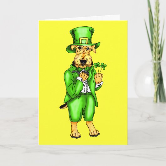 Airedale Terrier St Patrick's Day Leprechaunカード カード (正面)