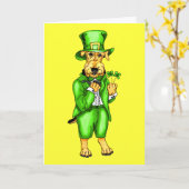 Airedale Terrier St Patrick's Day Leprechaunカード カード (黄色い花)