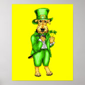 Airedale Terrier St. Patrick's Day Leprechaun ポスター (正面)