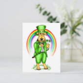 Airedale Terrier St. Patrick's Day Leprechaun ポストカード (スタンド正面)