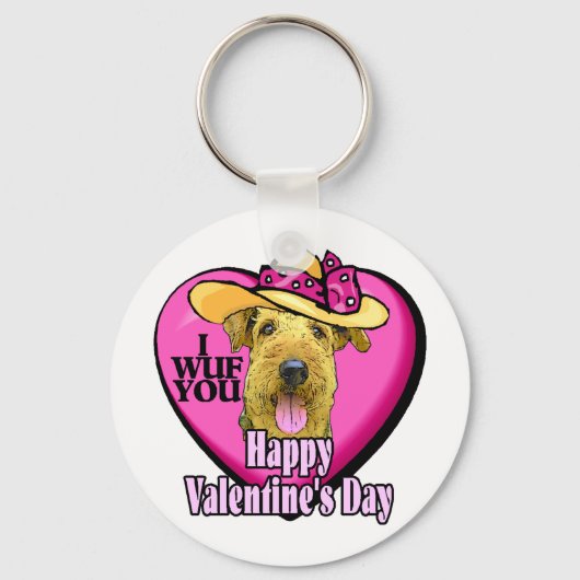 Airedale Terrier Valentinesギフト キーホルダー (正面)