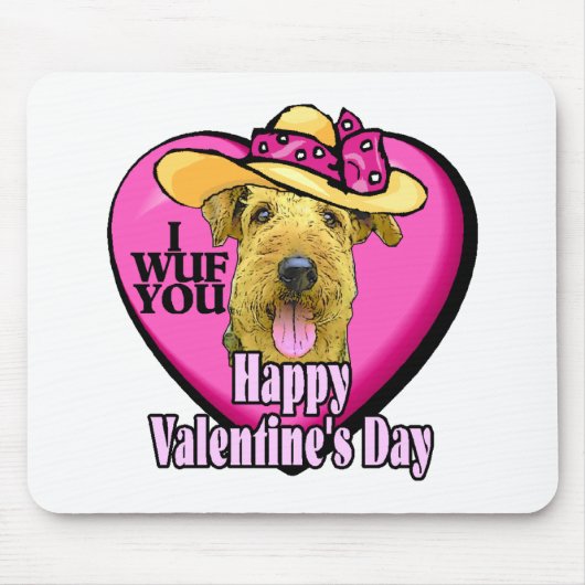 Airedale Terrier Valentinesギフト マウスパッド (正面)