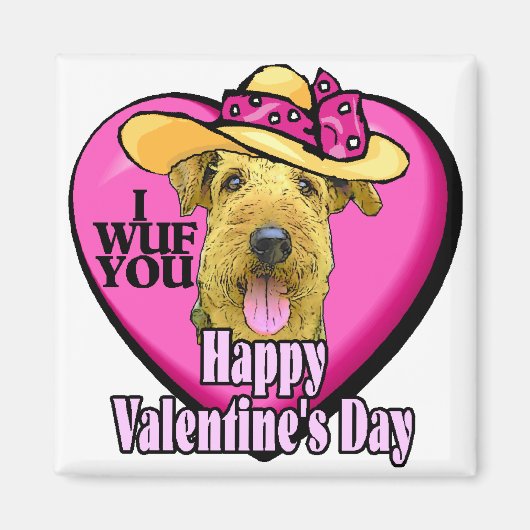 Airedale Terrier Valentinesギフト マグネット (正面)