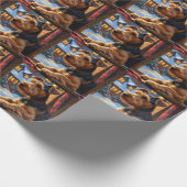 Airedale Terrier With Christmas Lights Holiday ラッピングペーパー (角)