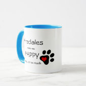 Airedales Make Me Happy paw print & ハート マグカップ (正面左)