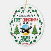 Airline Captain First Christmas Pilot Personalized セラミックオーナメント (左)