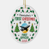 Airline First Officer Personalized Pilot Christmas セラミックオーナメント (右)