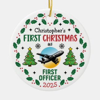 Airline First Officer Personalized Pilot Christmas セラミックオーナメント