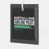 Airline PIlot Loading Funny Pilot Student ガラスオーナメント (正面左)