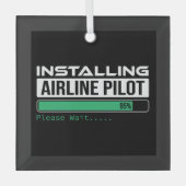 Airline PIlot Loading Funny Pilot Student ガラスオーナメント (正面)