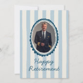 Airline Pilot Retirement Photo Blue Ivory Stripes シーズンカード (正面)