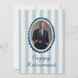 Airline Pilot Retirement Photo Blue Ivory Stripes シーズンカード