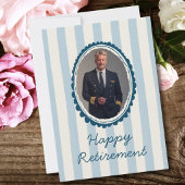 Airline Pilot Retirement Photo Blue Ivory Stripes シーズンカード