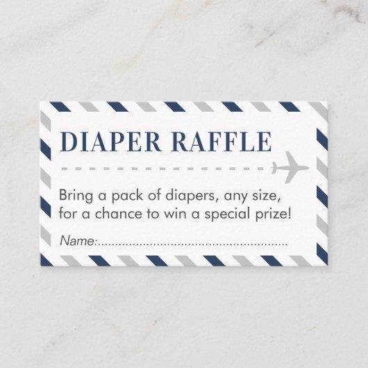 Airline Travel Diaper Raffle Ticket Baby Shower エンクロージャーカード (正面)