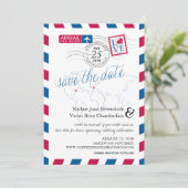 Airmailハートニュージャージーとフランス日付を保存 セーブザデート (スタンド正面)