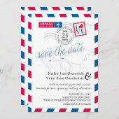 Airmailハートニュージャージーとフランス日付を保存 セーブザデート (正面/裏面)