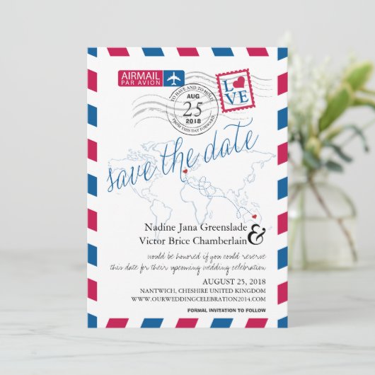 AirmailハートUKとAustraila日付を保存 セーブザデート (スタンド正面)