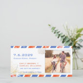 Airmailビーチ結婚式日付の写真カードを保存 セーブザデート (スタンド正面)