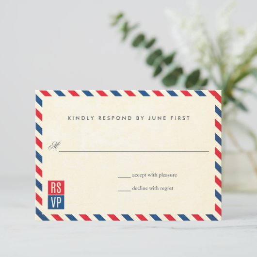 Airmail結婚の対応 出欠カード (スタンド正面)